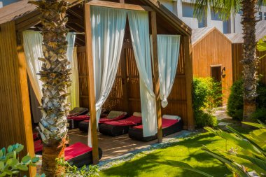 Güzel tatil beldesi. Yeşil ve çiçekler