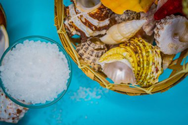 Kabukları ve deniz tuzu arka plan