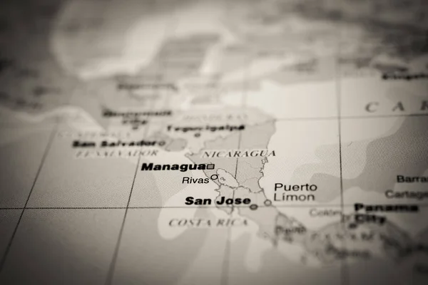 Нікарагуа на карті — стокове фото