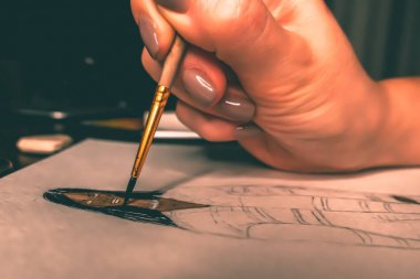 Vinnytsia, Ukrayna - Circa 2018: Çizim moda illüstrasyon.