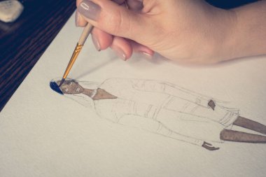 Vinnytsia, Ukrayna - Circa 2018: Çizim moda illüstrasyon.