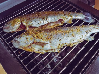 Balık ızgara, pişmiş, yakın çekim