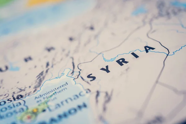 Syria on map background
