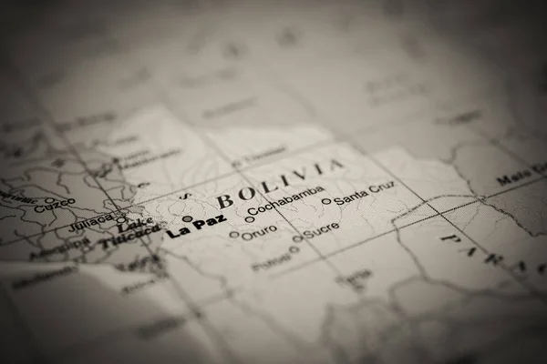 Bolívia Mapa Fundo Close — Fotografia de Stock