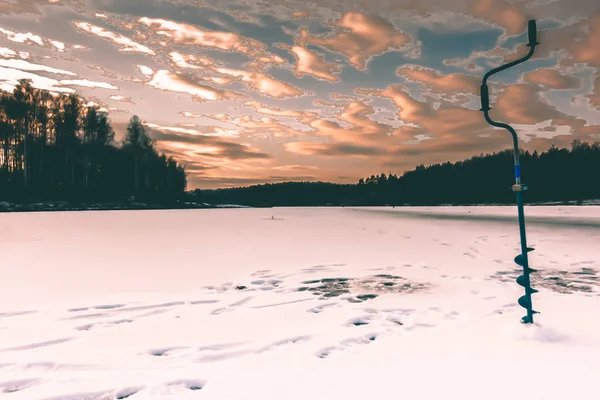 Hobby Eisfischen Winter — Stockfoto