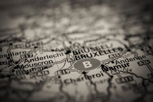 Brussel na mapě — Stock fotografie