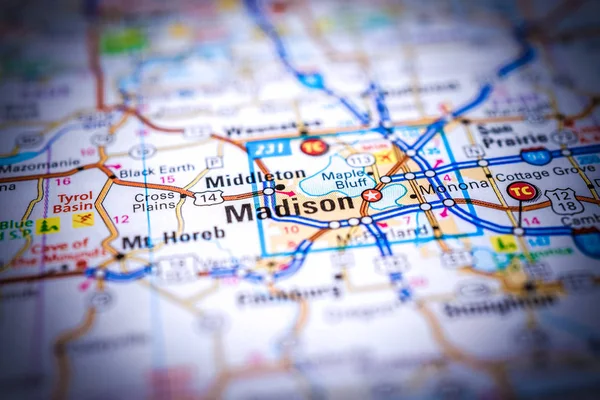 地图上的麦迪逊 — 图库照片