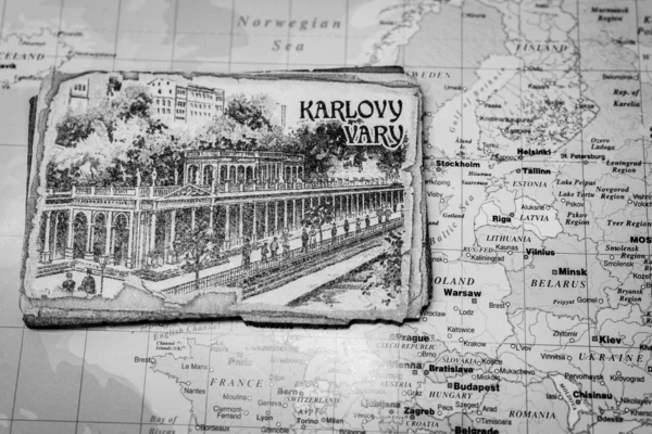Karlovy Vary en el mapa —  Fotos de Stock