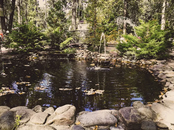 Dammen med en fontän — Stockfoto