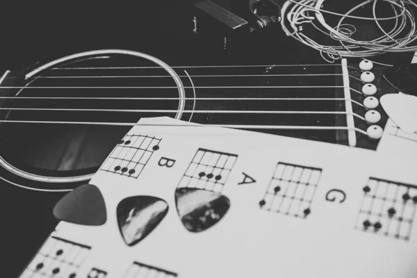 Guitar and chords background — Stock Photo, Image