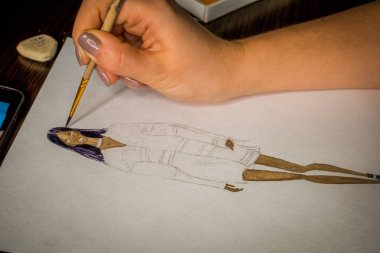 Vinnytsia, Ukrayna - Circa 2018: Çizim moda illüstrasyon.