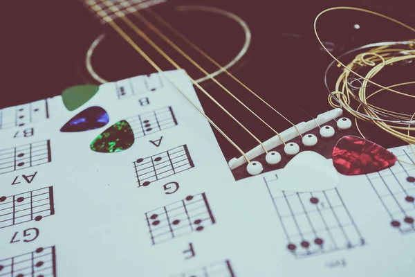 吉他和和弦背景 — 图库照片