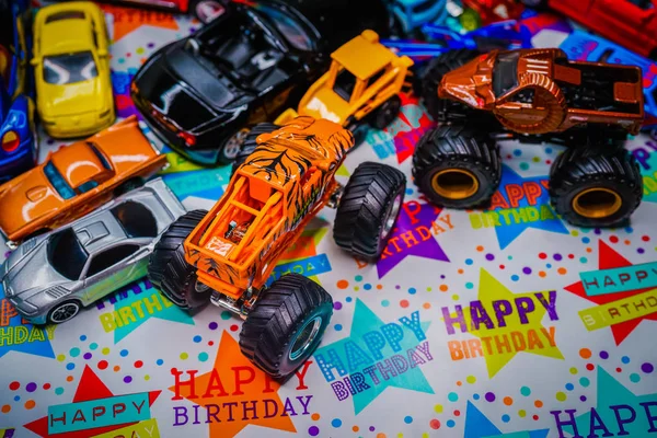 Toy cars birthday gift — Stock Photo, Image