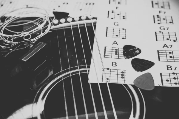 Kytary a akordy pozadí — Stock fotografie
