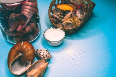 Kabukları ve deniz tuzu arka plan