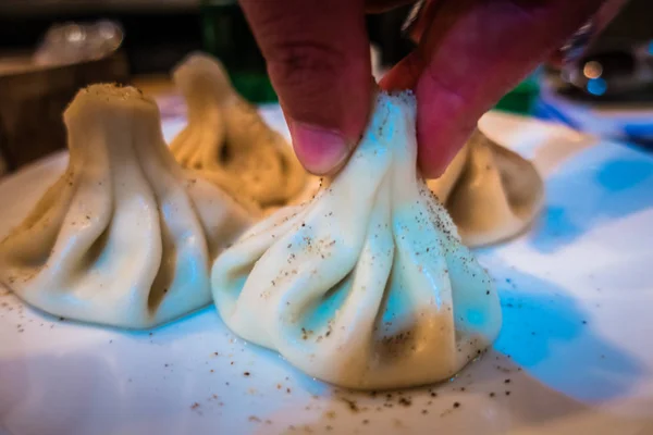 Köstliche Frische Saftige Chinkali — Stockfoto