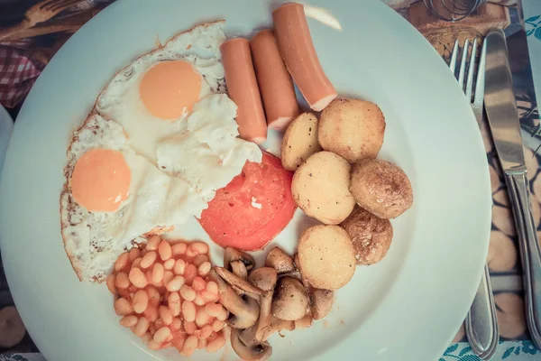 プレート上の英語の朝食 — ストック写真