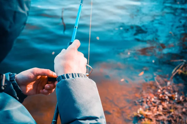 秋の川釣り — ストック写真