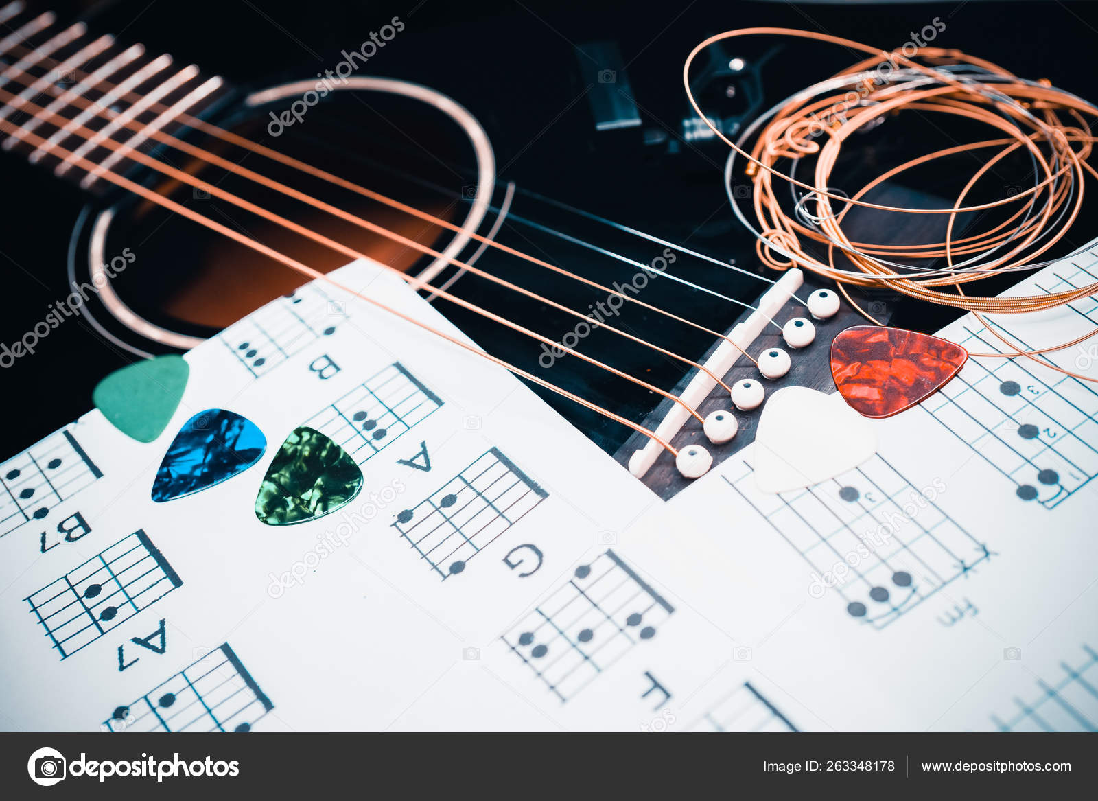 Guitar and chords background Stock Photo by ©aallm 263348178