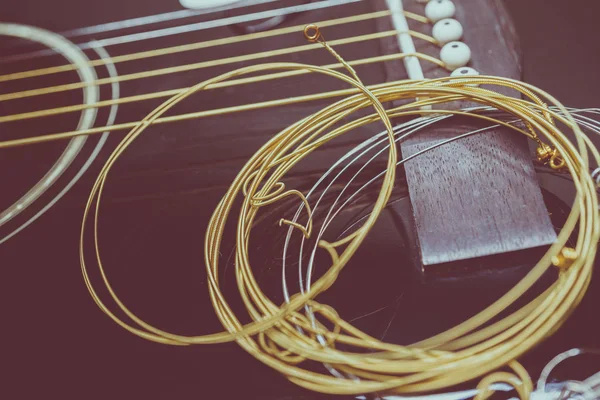 Guitarra Acústica Vista Perto — Fotografia de Stock