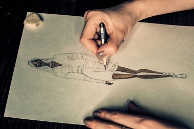 Vinnytsia, Ukrayna - Circa 2018: Çizim moda illüstrasyon.