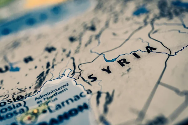 Syria on map background