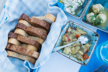 ekmek bir restoranda güzel düzeni