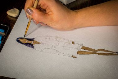 Vinnytsia, Ukrayna - Circa 2018: Çizim moda illüstrasyon.