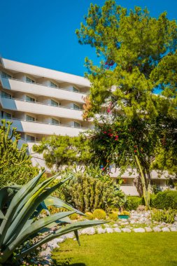 Güzel tatil beldesi. Yeşil ve çiçekler