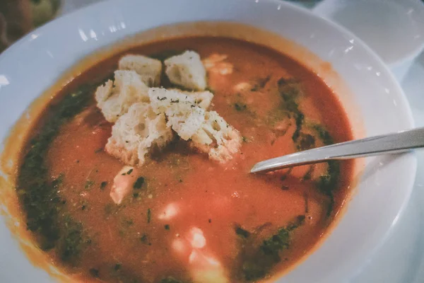 Sopa Tomate Prato — Fotografia de Stock