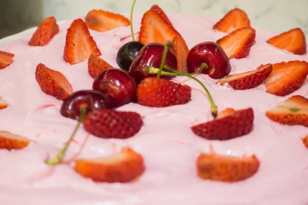 Strawberry Cream Cake close up