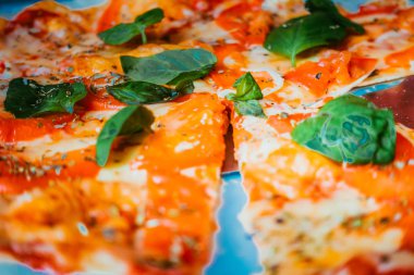 Bir tabakta Pizza margarita