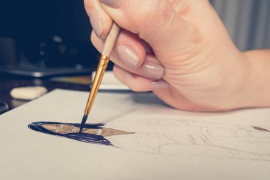 Vinnytsia, Ukrayna - Circa 2018: Çizim moda illüstrasyon.