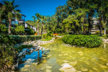 Güzel tatil beldesi. Yeşil ve çiçekler