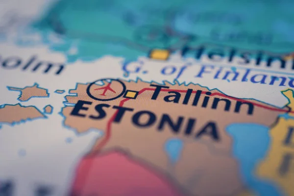 Estonsko na pozadí mapy — Stock fotografie