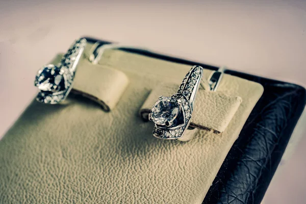 Silver earrings with stones — Stock Photo, Image