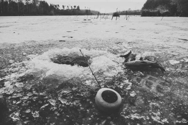 Hielo Invierno Pasatiempo Pesca — Foto de Stock