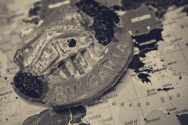 世界地图上的保加利亚纪念品 — 图库照片