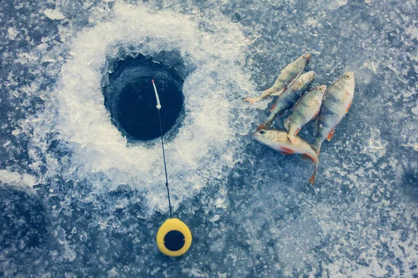 Ice Fishing Lake — стоковое фото