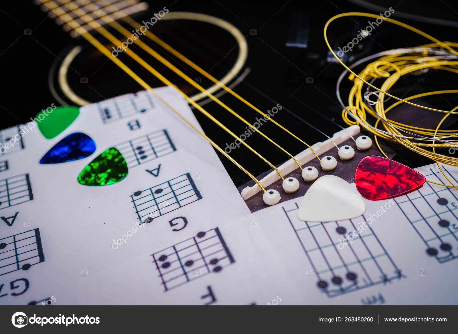 Guitar and chords background Stock Photo by ©aallm 263480260