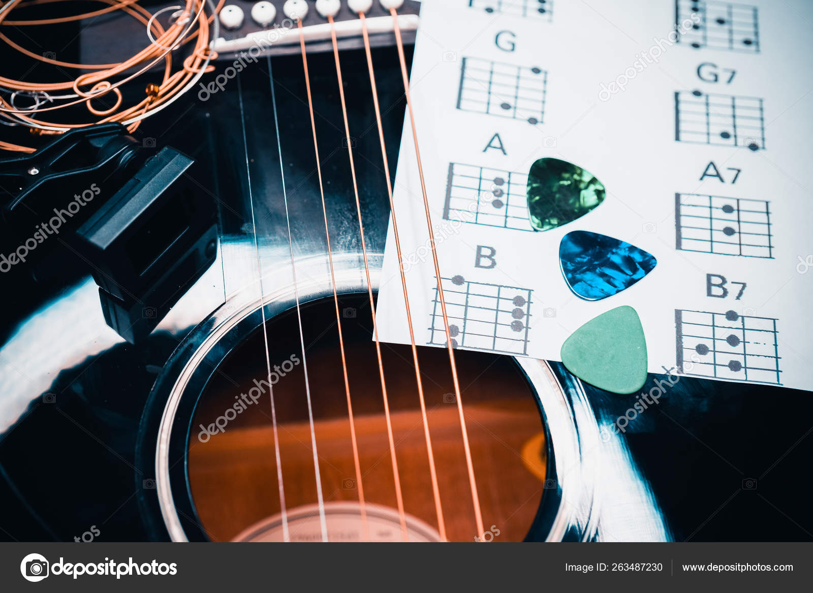 Guitar and chords background Stock Photo by ©aallm 263487230