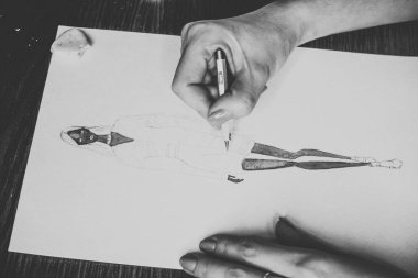 Vinnytsia, Ukrayna - Circa 2018: Çizim moda illüstrasyon.