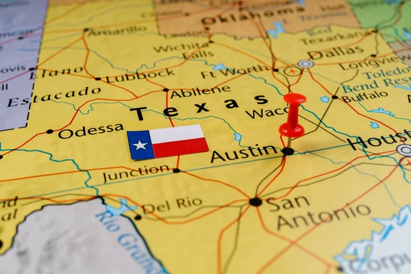 지도에 있는 텍사스 주 — 스톡 사진