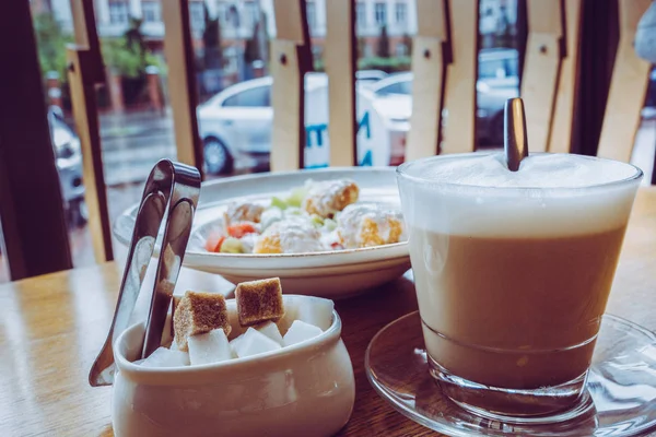 Ochtends Koffie Het Café — Stockfoto