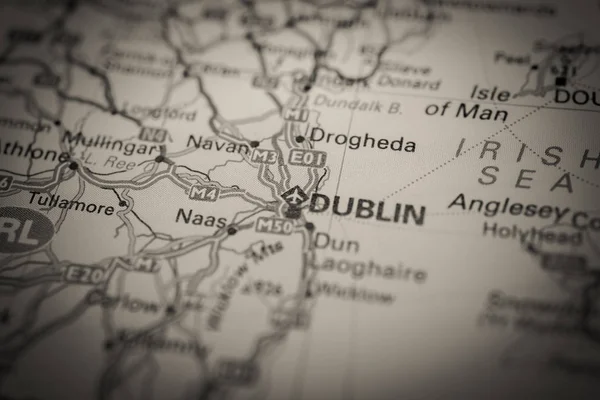 Dublin sobre o mapa — Fotografia de Stock