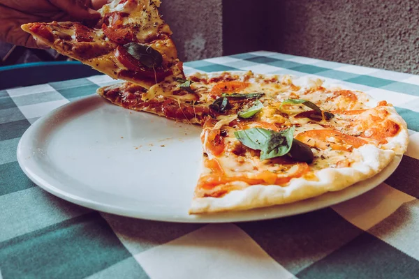 stock image Pizza margarita on a plate