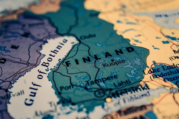 Фінляндія на карті Європи — стокове фото