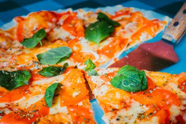 Bir tabakta Pizza margarita