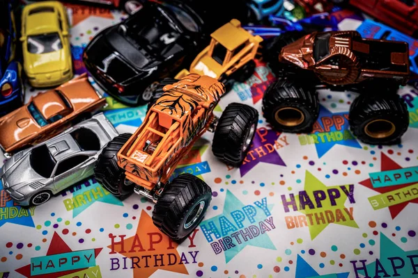 Toy cars birthday gift — Stock Photo, Image