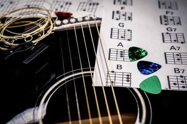Kytary a akordy pozadí — Stock fotografie